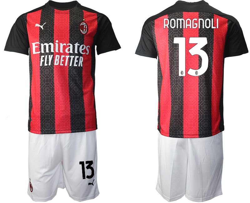 Men 2020-2021 club AC milan home #13 red Soccer Jerseys->ac milan jersey->Soccer Club Jersey